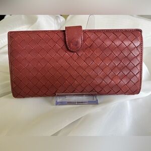 Bottega Veneta Woven Leather Clutch - Red